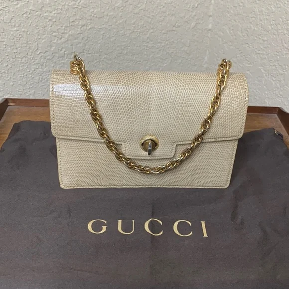 Vintage Gucci Lizard Front Flap Twist Lock Mini Bag - Picture 3 of 15